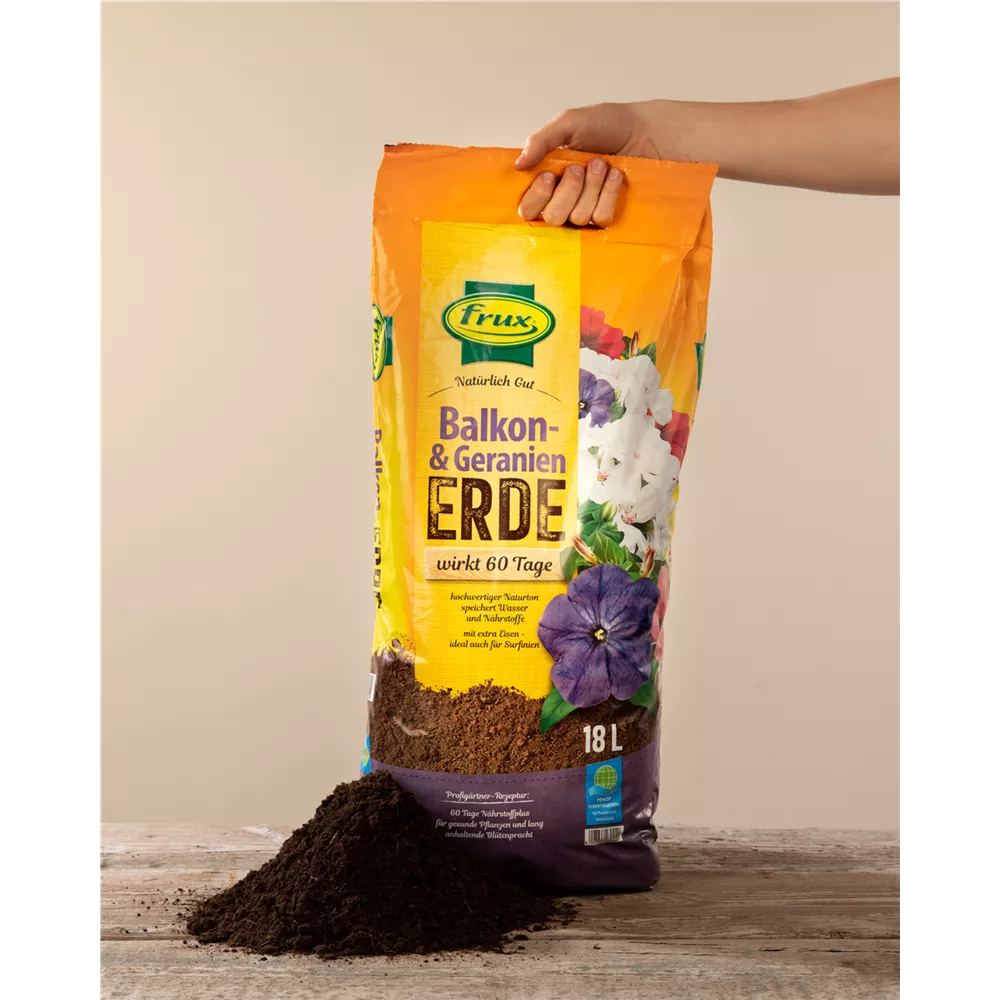 Frux Balkonblumen- & Geranienerde – mit extra Eisen Frux Balkonblumen- & Geranienerde – mit extra Eisen