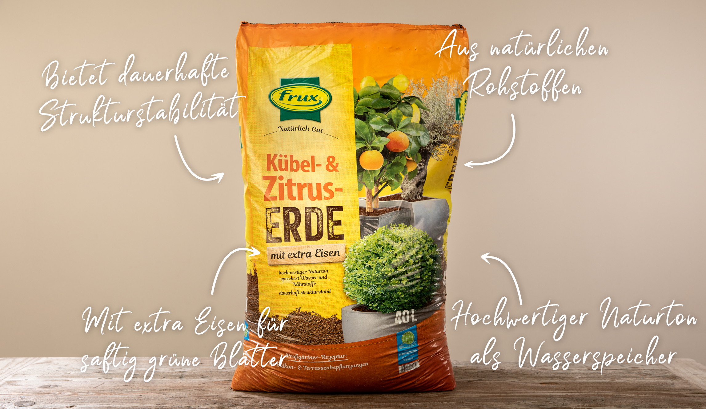 Eigenschaften der Frux Kübel- & Zitruserde -mit extra Eisen-