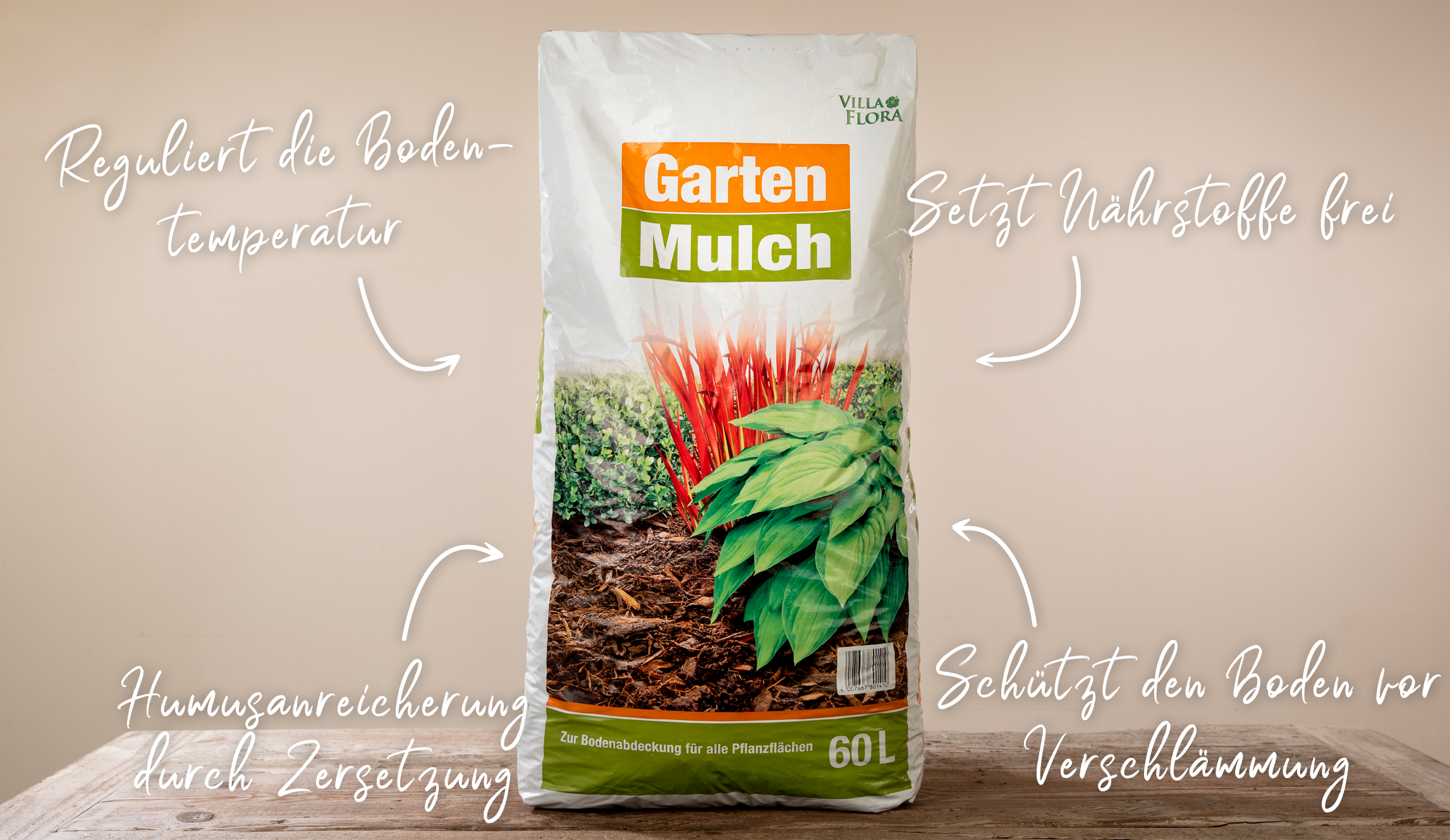 Eigenschaften des Villa Flora Garten-Mulchs